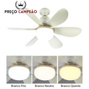 Ventilador de Teto 40W Lâmpada 3 Cores E27 Silencioso Bivolt 2 em 1 Campeão®
